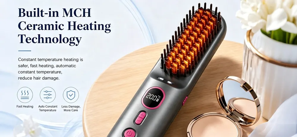 Portable Hair Straightener Brush