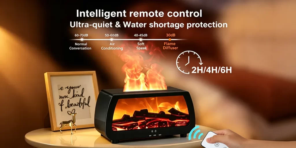 aroma diffuser with fireplace flame effect