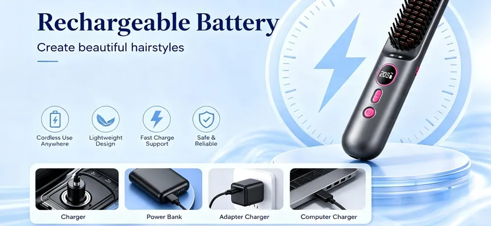 rechargeable straightener brush